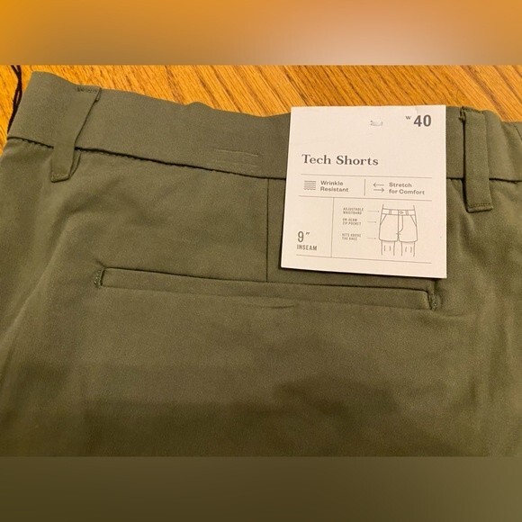 NWT GoodFellow Men’s Army Green Bermuda Tech Shorts - Picture 8 of 11